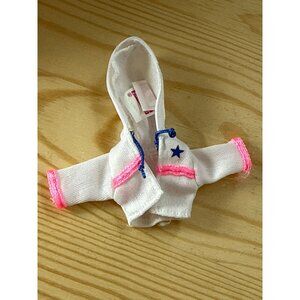 Barbie Kelly Doll White Hoodie Jacket With Pink Hems Blue Drawstrings By Mattel